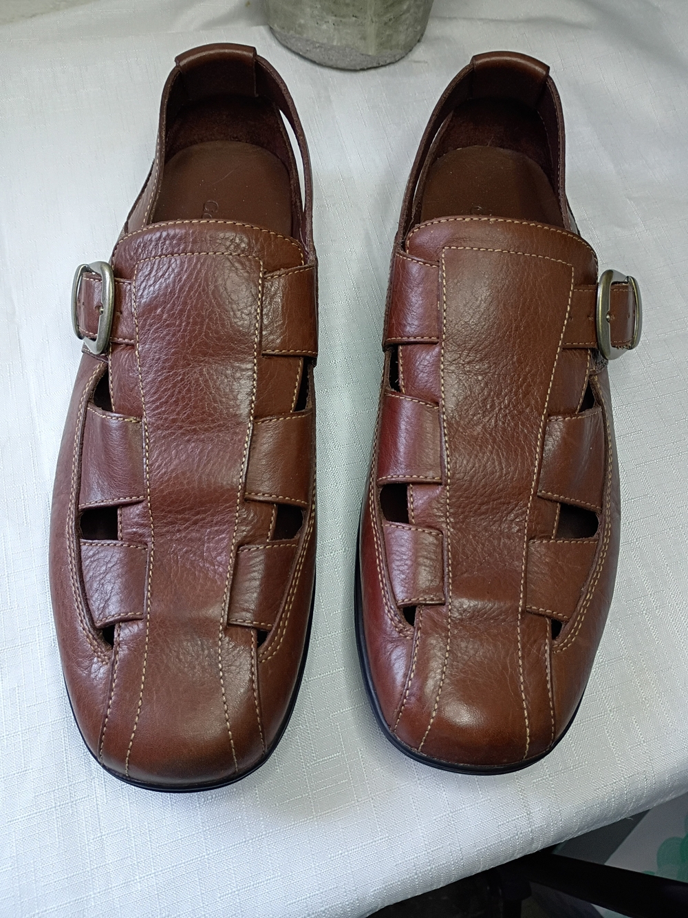 Cole Haan Tucker Sandals Men's Brown Leather Fisherman Slip-On Shoes Size 11.5 - Picture 2 of 13